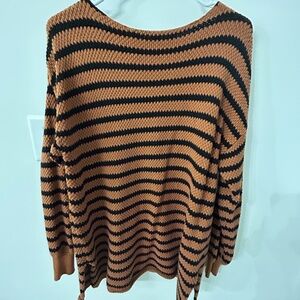 Chic Striped Black and Brown Women's Sweater